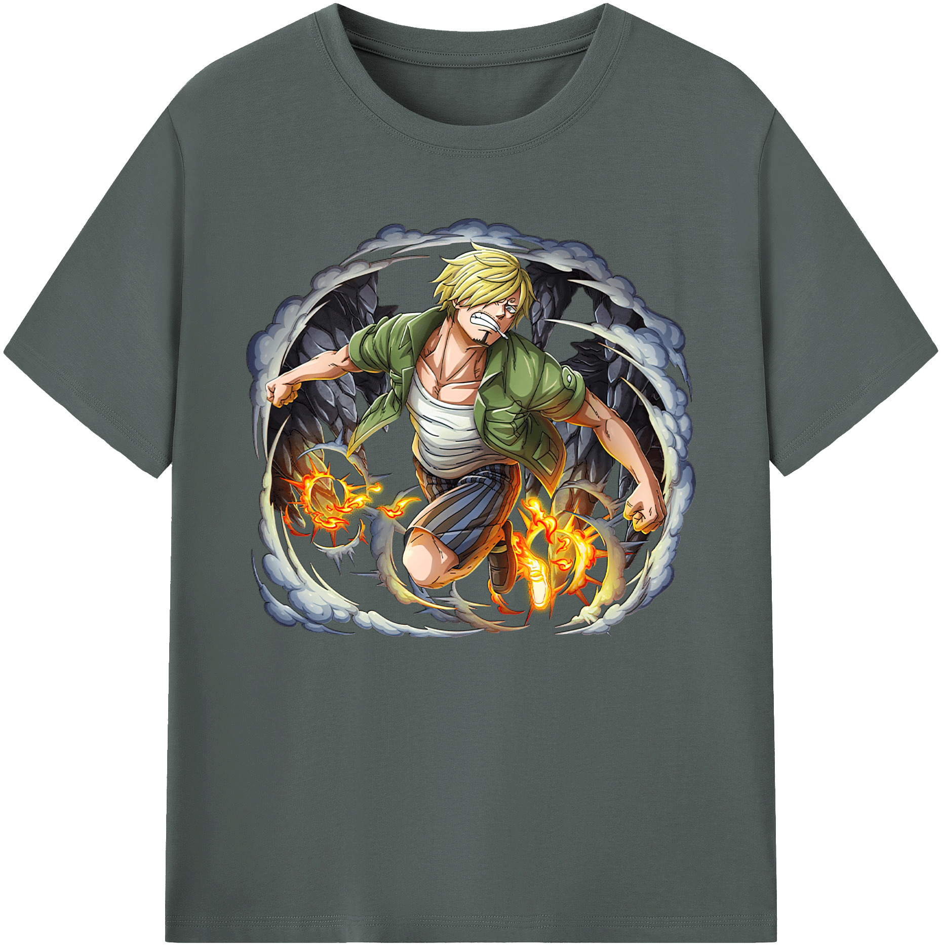 （画像用） ワンピース サンジ ONE PIECE Sanji 綿100％ メンズ半袖Tシャツ｜肌触りやわらか＆通気性